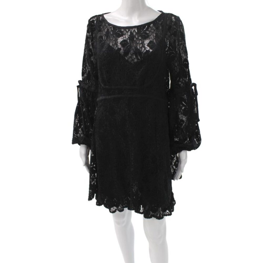 Free People Womens Shift Dress Black Lace Long Sleeve Maternity Size S